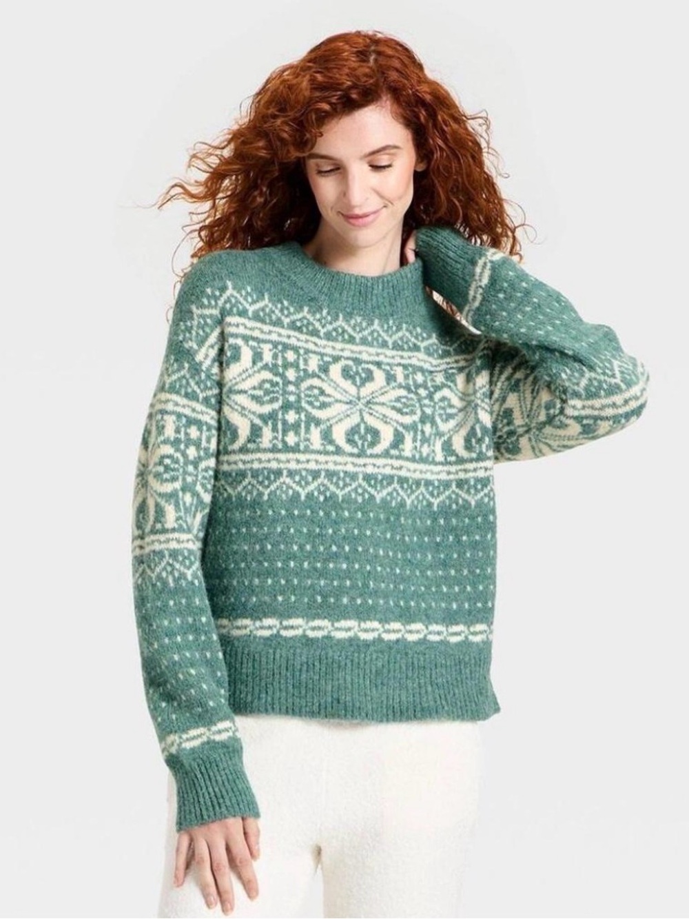 Universal Thread Women's Large Cozy Alpine Snowflake Crewneck Pullover Sweater